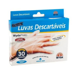 LUVAS DESCARTÁVEIS EM POLIETILENO 30UNIDADES