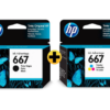 Cartucho HP 667 preto Original (3YM79AB) + Cartucho HP 667 colorido Original (3YM78AL) CX 1 UN - Imagem 2